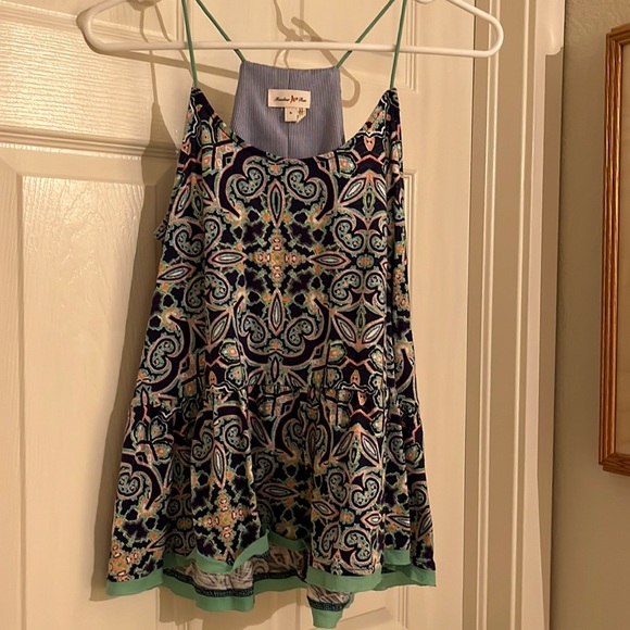 Anthropologie Meadow Rue Blue/Pink/Turquoise Ruffle Tank Too - Picture 1 of 3